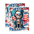 (2 Pack) Skeleton Holding American Flag Stickers - Freedom - Patriotic Skeleton - 5" On Longest Side - Sticks to Smooth Flat Surfaces - Made in USA - BMCS7913