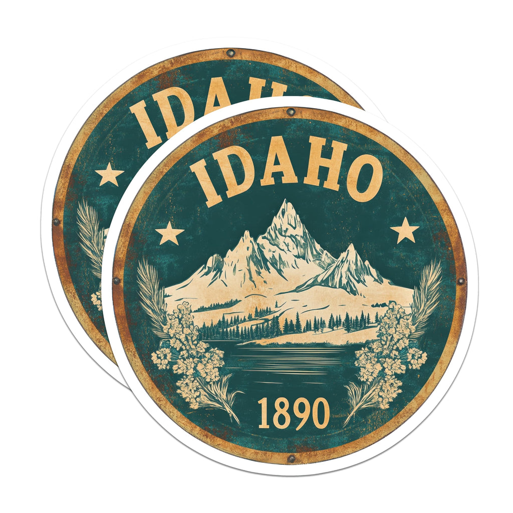 (2 Pack) Idaho State Seal Magnets - Mountain Lake - State Pride Souvenir - 5" On Longest Side - Premium Magnet - for Cars, Refrigerators, Toolboxes, Lockers - Made in USA - MAG16237