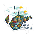 (2 Pack) West Virginia State Stickers - Travel Souvenir Stickers - USA Scenic Stickers - 5" On Longest Side - Sticks to Smooth Flat Surfaces - Made in USA - BMCS5560
