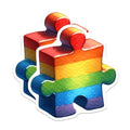 (2 Pack) Rainbow Puzzle Piece Stickers - Autism Awareness - Colorful Pride Puzzle - 5" On Longest Side - Sticks to Smooth Flat Surfaces - Made in USA - BMCS6507