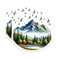 (2 Packs) Mountains Forest Stickers - Nature Hiking Hiker Decals - 5 Inches On Longest Side - Premium Vinyl Decal - Sticks to Any Smooth Flat Surface - Made in USA - BMCS2290