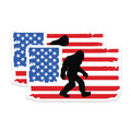 (2 Pack) Bigfoot American Flag Magnets - Patriotic Sasquatch - USA Cryptid Folkloric Art - 5 Inches On Longest Side - Thick Durable Magnet - Made in USA - MAG22338