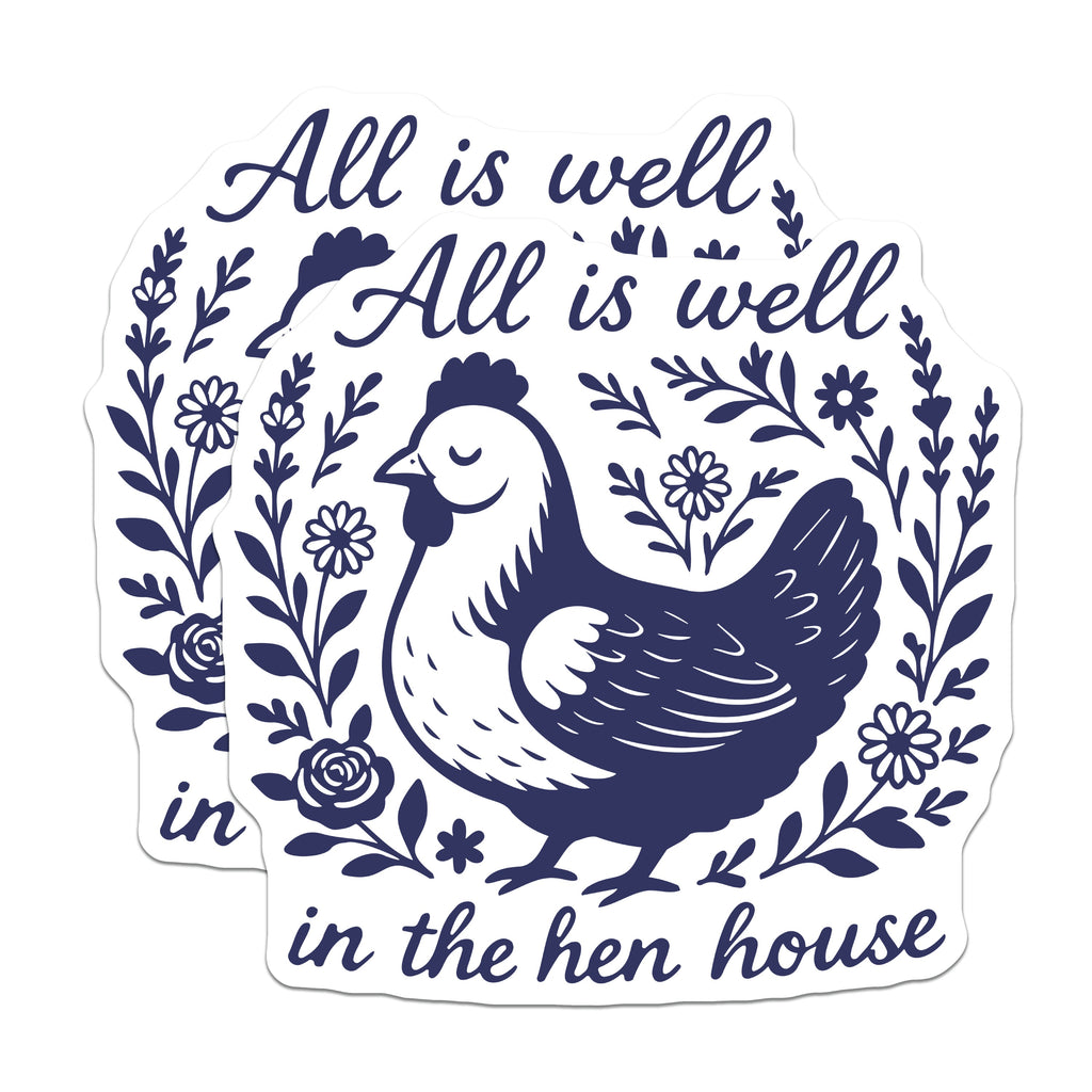 (2 Pack) Farmhouse Chicken Magnets - All is Well Hen House Decor - Rustic Kitchen Refrigerator Magnets - 5 Inches On Longest Side - Thick Durable Magnet - Made in USA - MAG38830