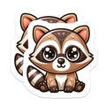 (2 Pack) Cute Raccoon Magnets - Kawaii Woodland Critter Decor - Animal Lover Fridge Accent - 5 Inches On Longest Side - Thick Durable Magnet - Made in USA - MAG37489