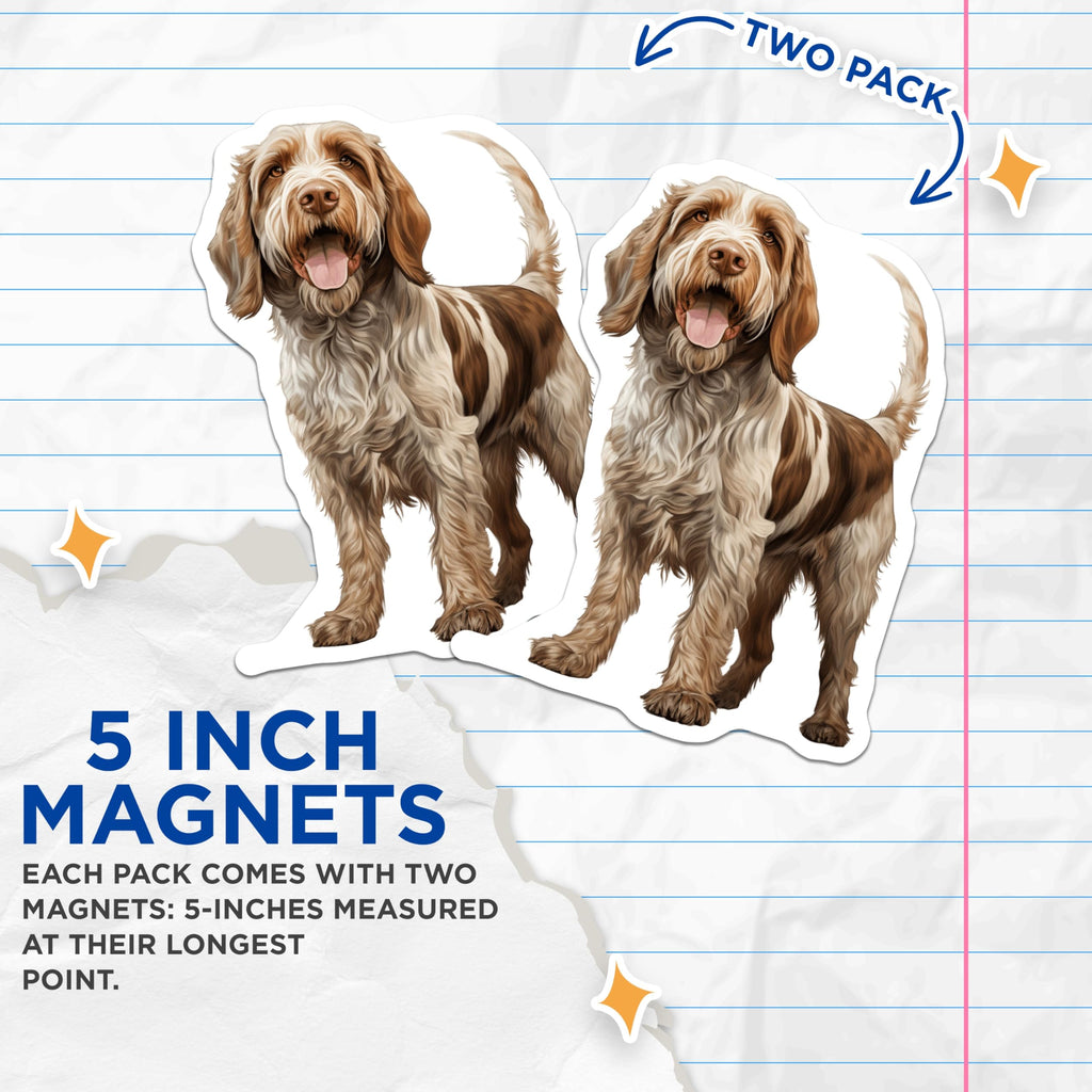 (2 Pack) Spinone Italiano Dog Magnets - Realistic Canine Art - Pet Lover Fridge Decor - 5 Inches On Longest Side - Thick Durable Magnet - Made in USA - MAG29776