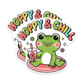 (2 Pack) Frog Magnets - Boba Tea Drink - Happy and Chill Refrigerator Magnets - 5" On Longest Side - Premium Magnet - for Cars, Refrigerators, Toolboxes, Lockers - Made in USA - MAG16722