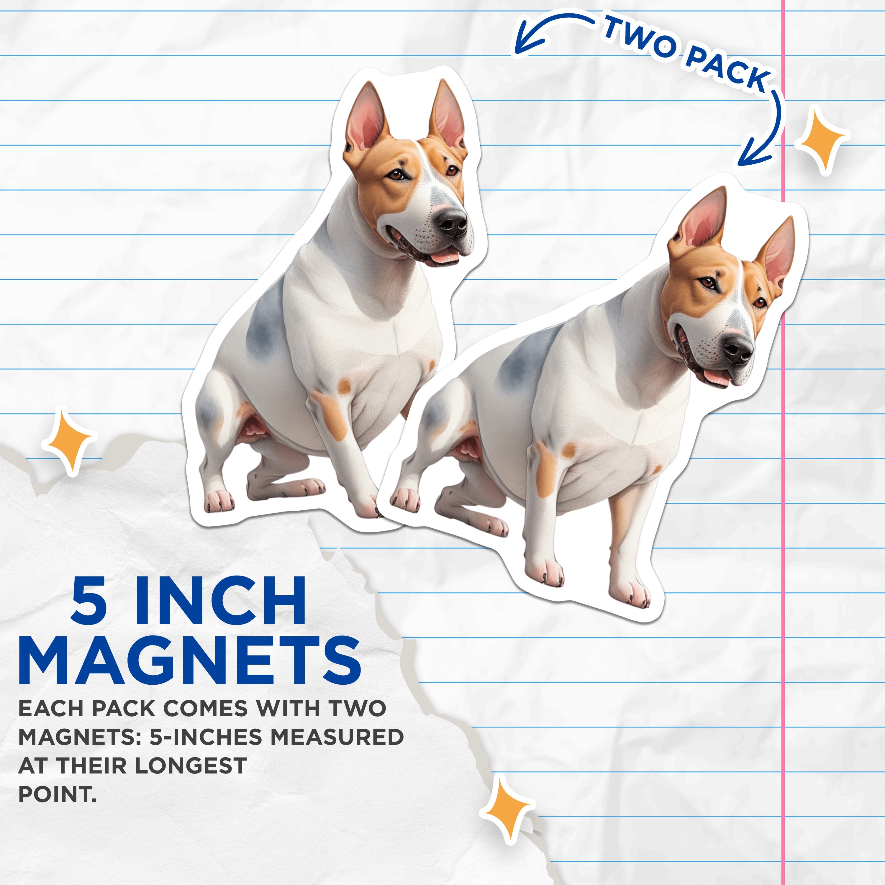 (2 Pack) Realistic Dog Magnets - Bully Breed Art - Pet Lover Refrigerator Decor - Staffy Dog Owner Home Accessory - 5 Inches On Longest Side - Thick Durable Magnet - Made in USA - MAG37525