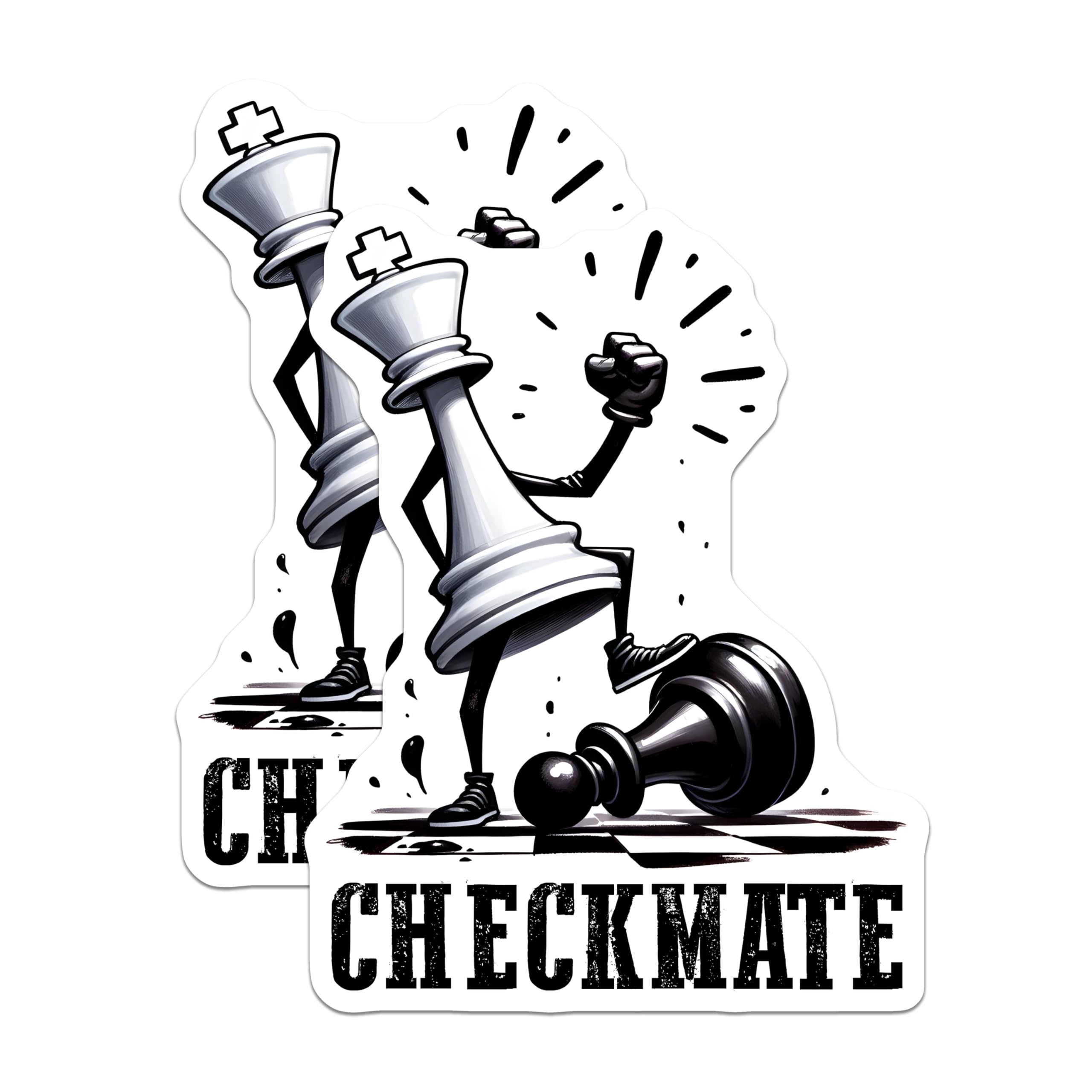 (2 Pack) Checkmate Chess Magnets - Funny Checkmate Figure Magnets - Chess Board Magnets for Fans - 5" On Longest Side - for Cars, Refrigerators, Toolboxes, Lockers - Made in USA BMCS3184