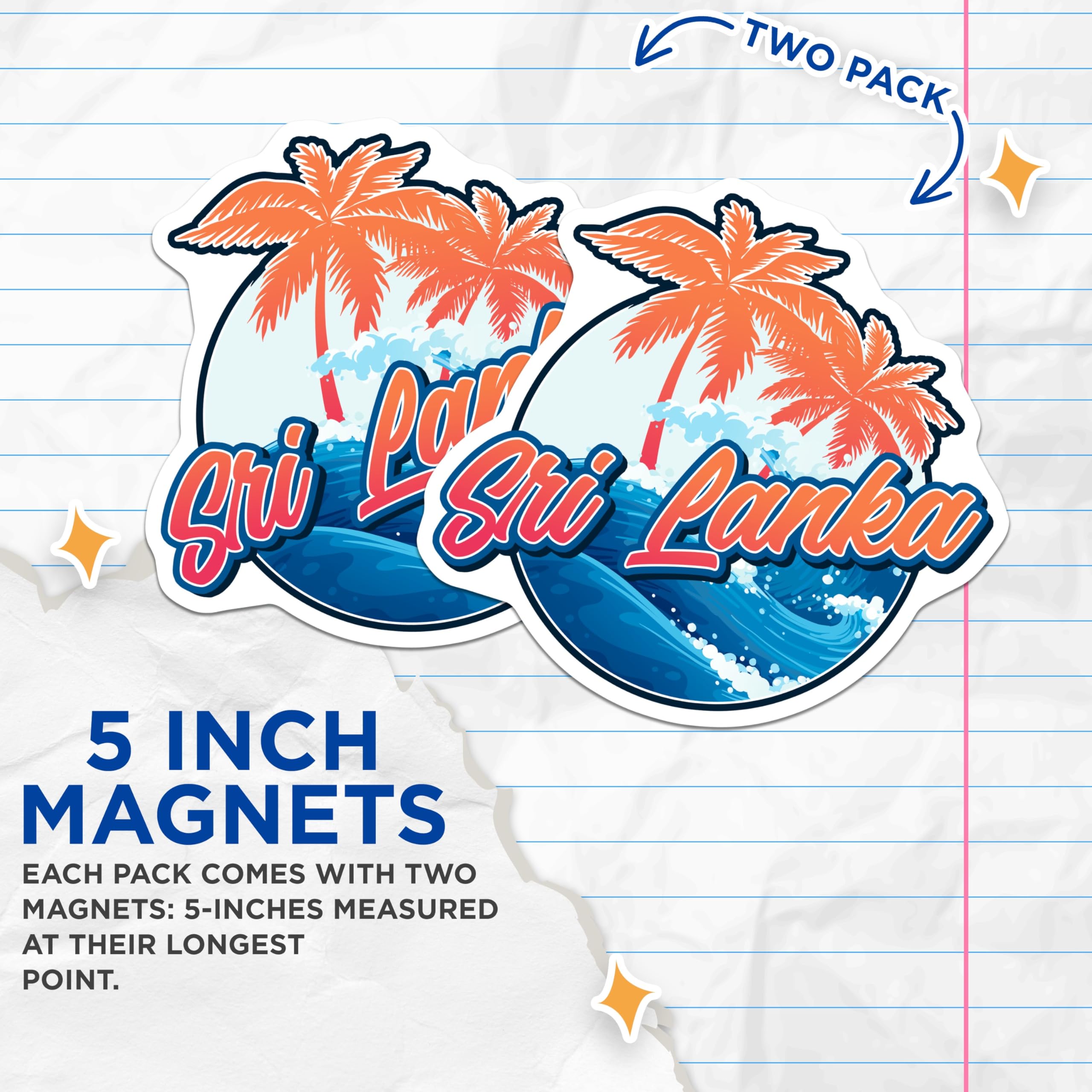 (2 Pack) Sri Lanka Magnets - Tropical Island Decor - Travel Destination Souvenir - 5" On Longest Side - Premium Magnet - for Cars, Refrigerators, Toolboxes, Lockers - Made in USA - MAG17526
