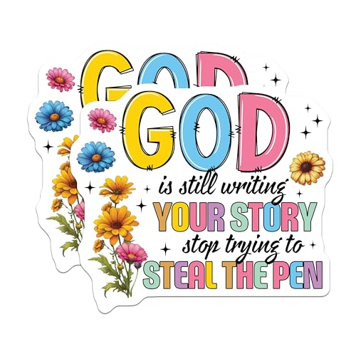 (2 Pack) God Inspirational Stickers - Motivational Quote Stickers - Positive Message Stickers for Laptops, Water Bottles - 5" On Longest Side - Sticks to Smooth Flat Surfaces - Made in USA - BMCS3745