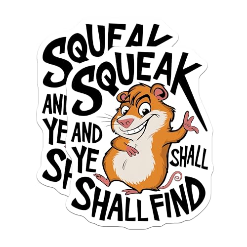 (2 Pack) Squeak and Ye Shall Find Magnets - Fun Hamster Magnet - Quirky Fridge Magnets - 5" On Longest Side - for Cars, Fridges, Toolboxes - Made in USA - MAG4082