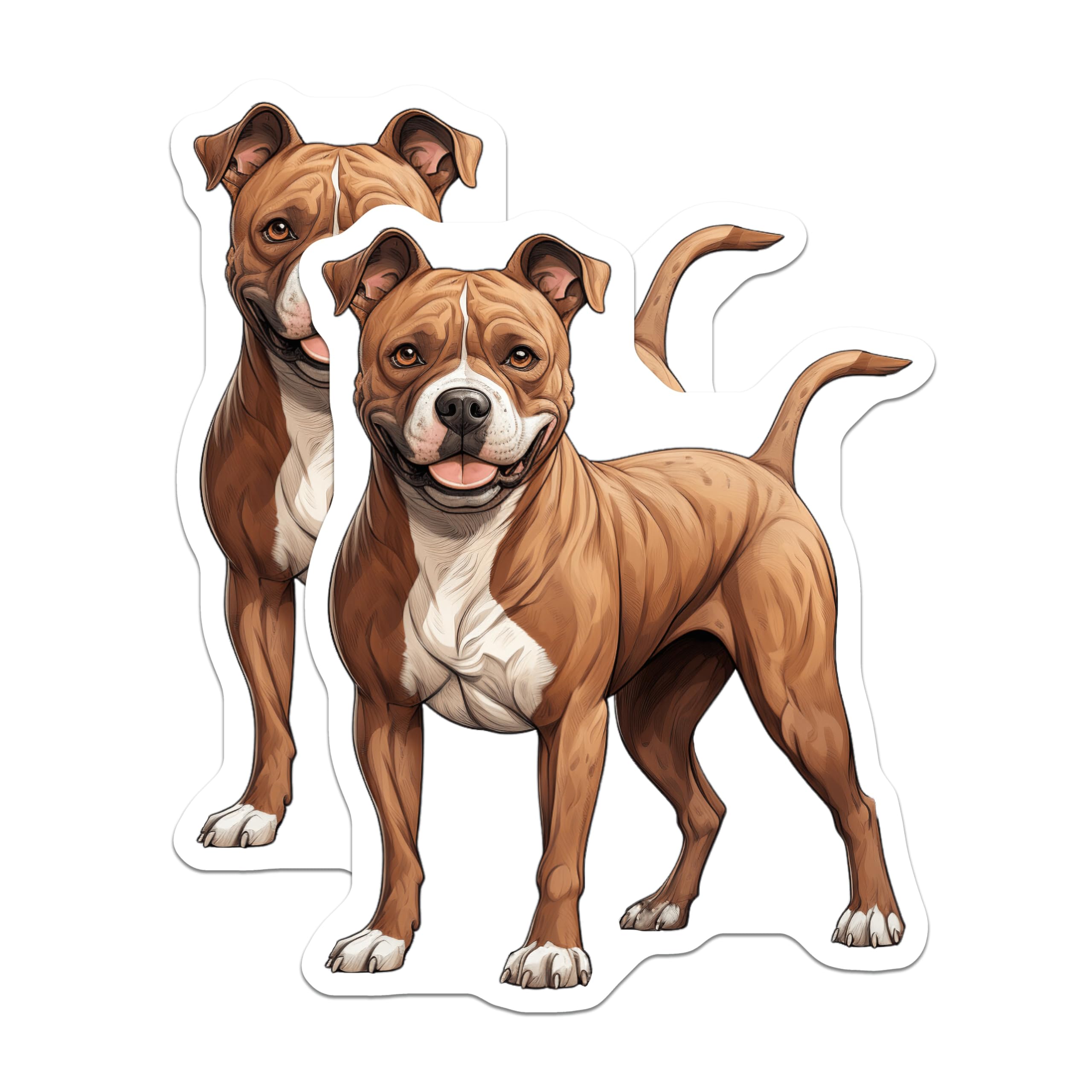 (2 Pack) Pitbull Dog Magnets - Amstaff Pet Parent Decor - Happy Canine Companion Accessory - 5 Inches On Longest Side - Thick Durable Magnet - Made in USA - MAG26125