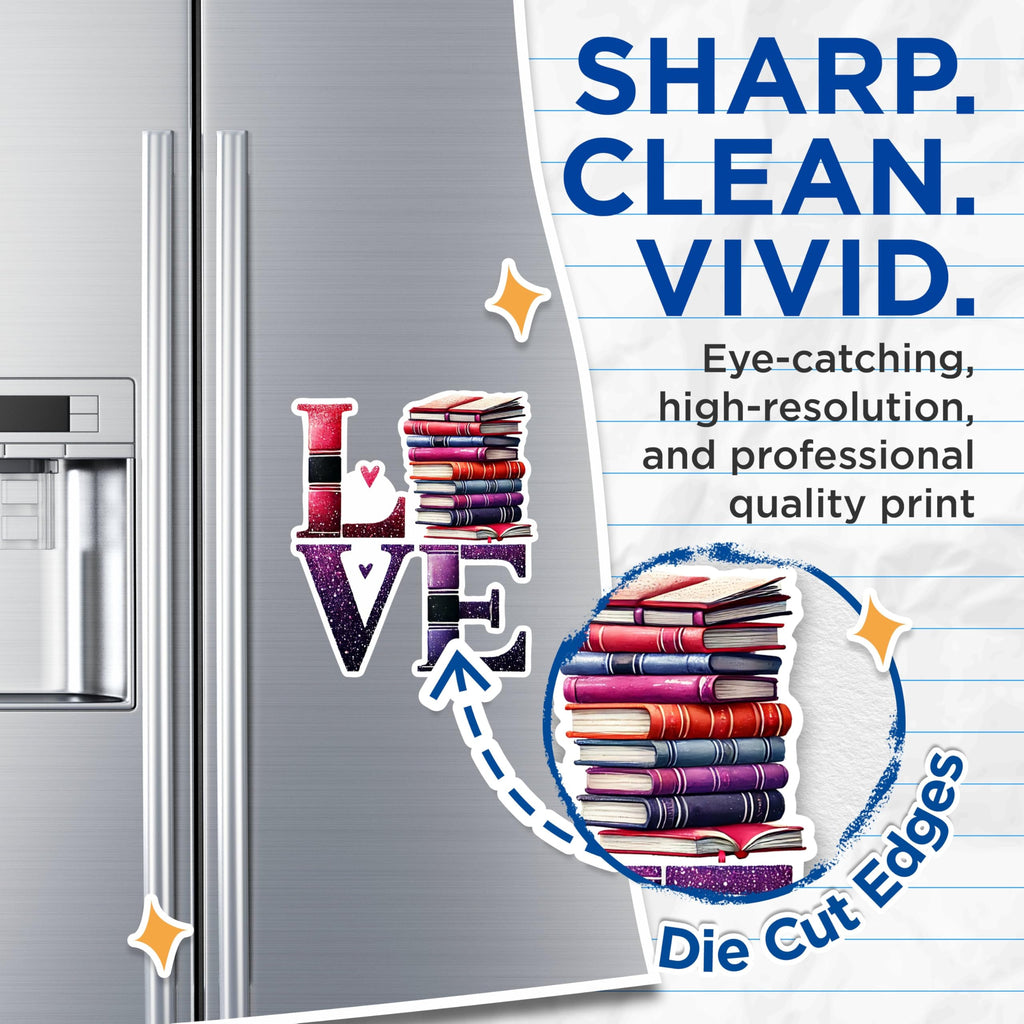 (2 Pack) Love Books Magnets - Book Lover's Magnets - Reading Enthusiast Magnets- 5" On Longest Side - for Fridges, Toolboxes, Cars - Made in USA - MAG2762