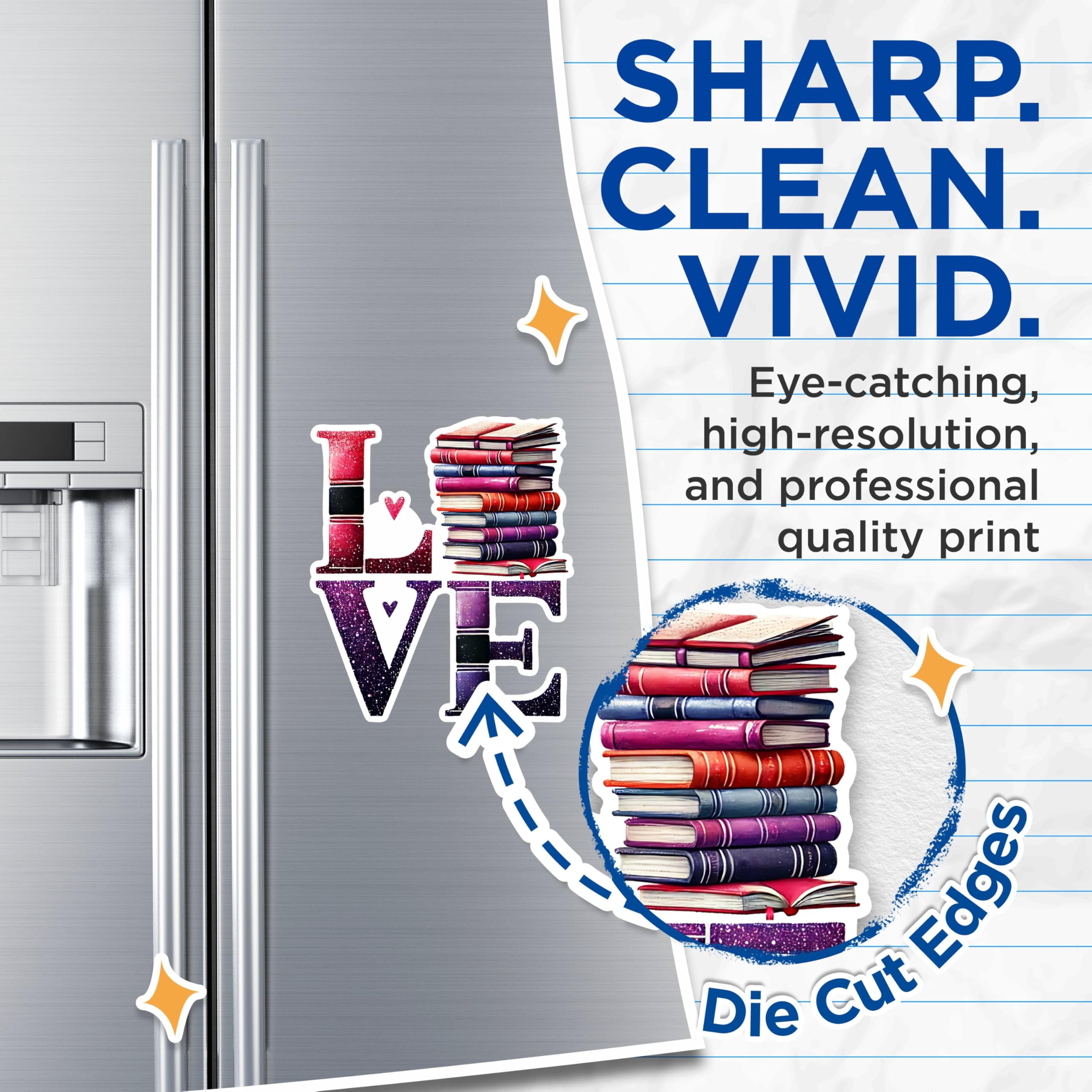 (2 Pack) Love Books Magnets - Book Lover's Magnets - Reading Enthusiast Magnets- 5" On Longest Side - for Fridges, Toolboxes, Cars - Made in USA - MAG2762