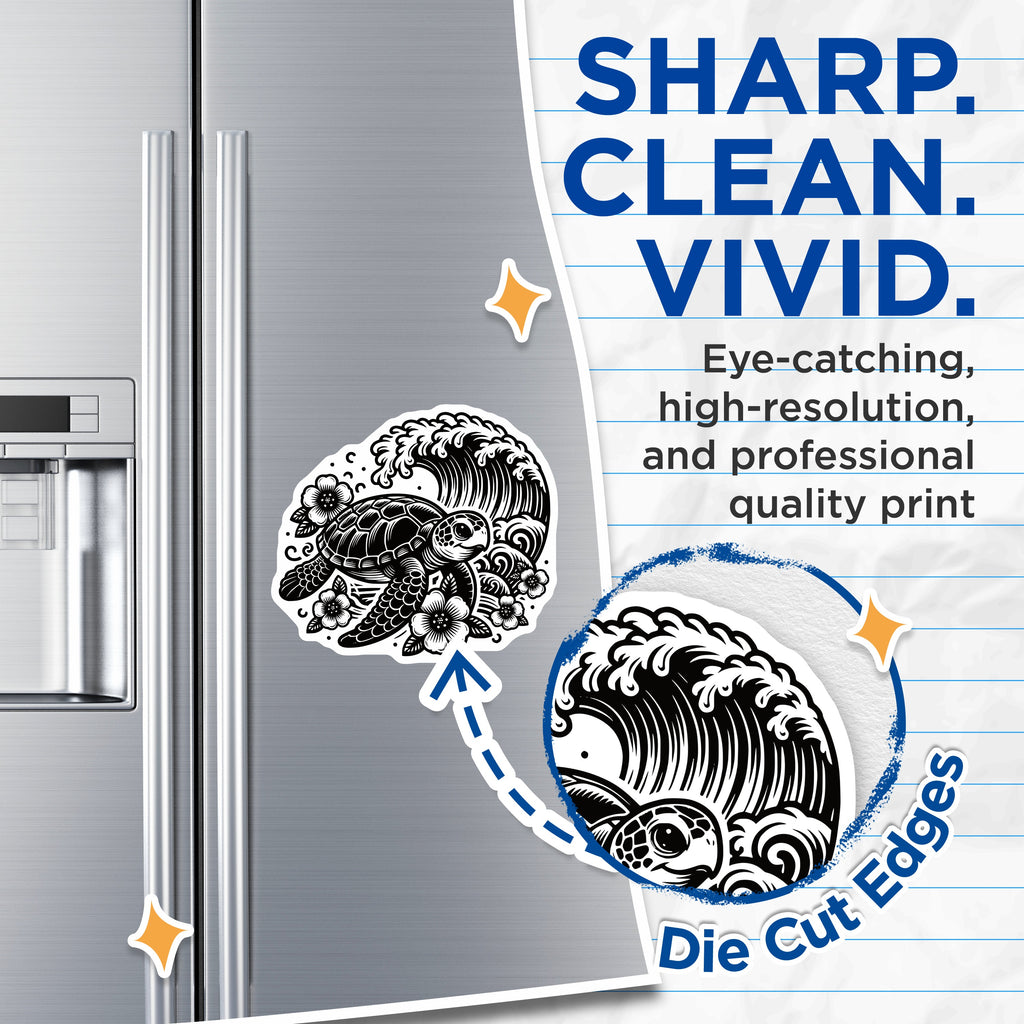 (2 Pack) Sea Turtle Ocean Wave Magnets - Hawaiian Coastal Decor - Tropical Fridge Locker Art - 5 Inches On Longest Side - Thick Durable Magnet - Made in USA - MAG36974