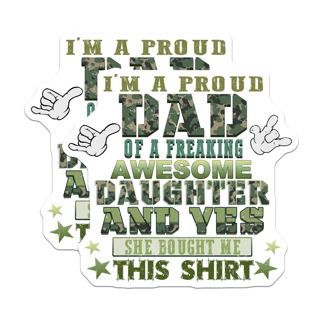(2 Pack) Proud Dad Daughter Magnets - Funny Father Appreciation - Awesome Girl Parent - Humorous Saying - 5 Inches On Longest Side - Thick Durable Magnet - Made in USA - MAG36923