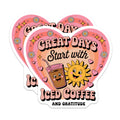 (2 Pack) Iced Coffee Gratitude Magnets - Happy Sun Daisy Fridge Decor - Retro Aesthetic Positive Vibes - 5 Inches On Longest Side - Thick Durable Magnet - Made in USA - MAG20899