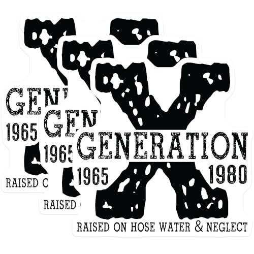 (3 Pack) Generation X Decals - 1965 to 1980 - Laptop Decal - 3 Inches On Longest Side - Easy Peel & Apply - Made in USA - 3MCS1884
