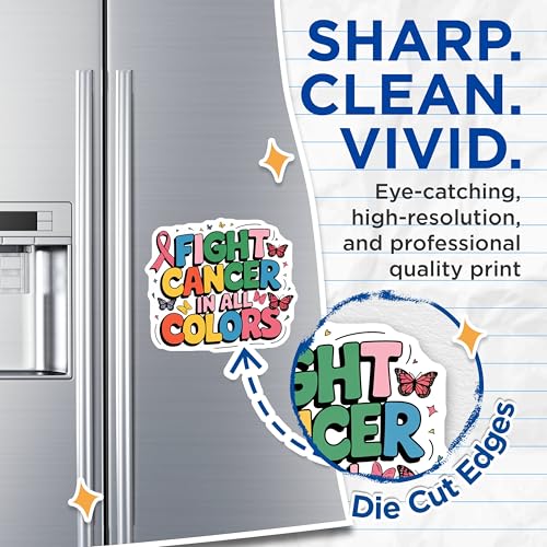 (2 Pack) Fight Cancer in Magnets - Inspirational Magnets - Cancer Awareness Home or Office Decor Magnets - 5" On Longest Side - for Cars, Fridges, Toolboxes - Made in USA - MAG6844