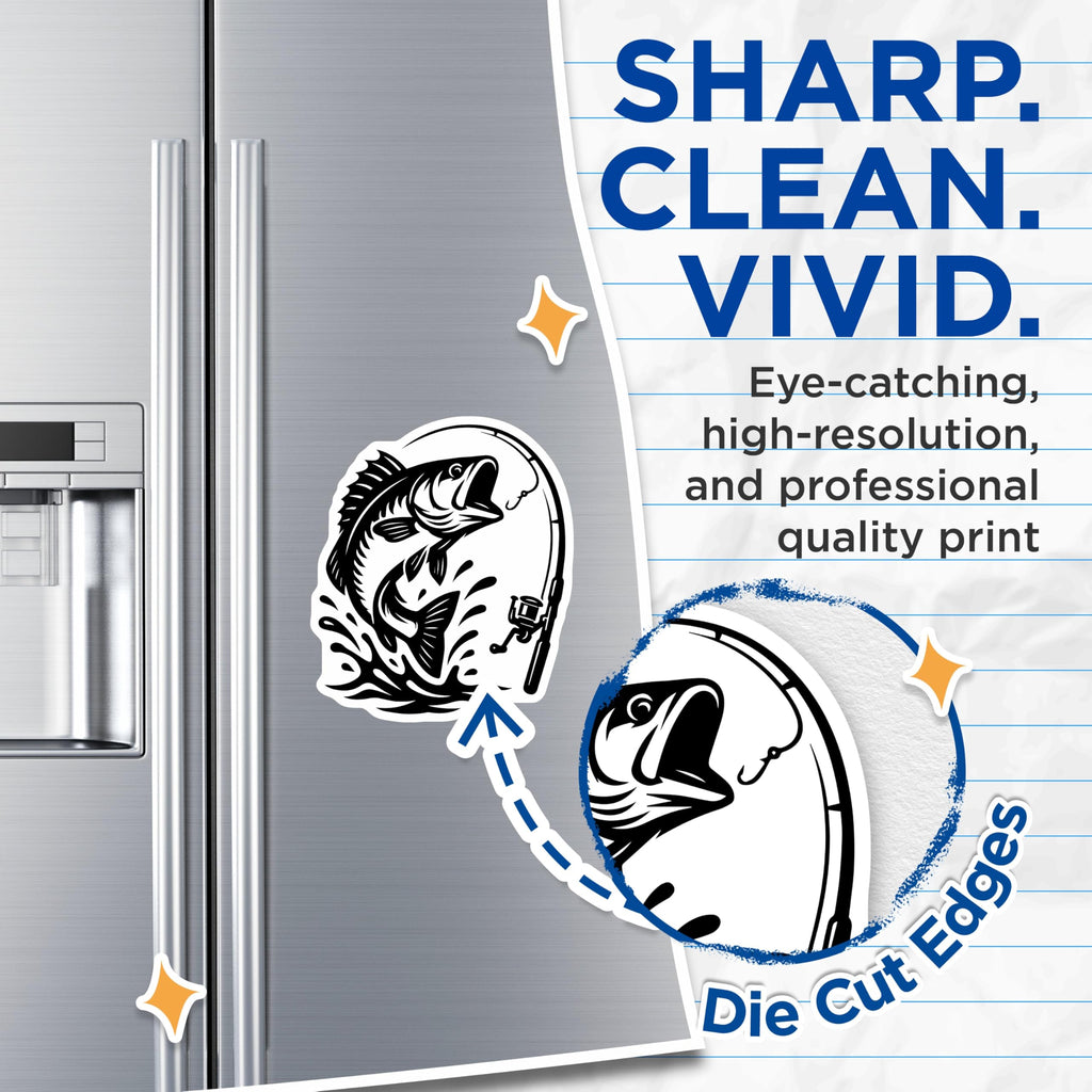 (2 Pack) Fishing Magnets - Jumping Bass Graphic - Angler Refrigerator Decor - 5" On Longest Side - Premium Magnet - for Cars, Refrigerators, Toolboxes, Lockers - Made in USA - MAG16615