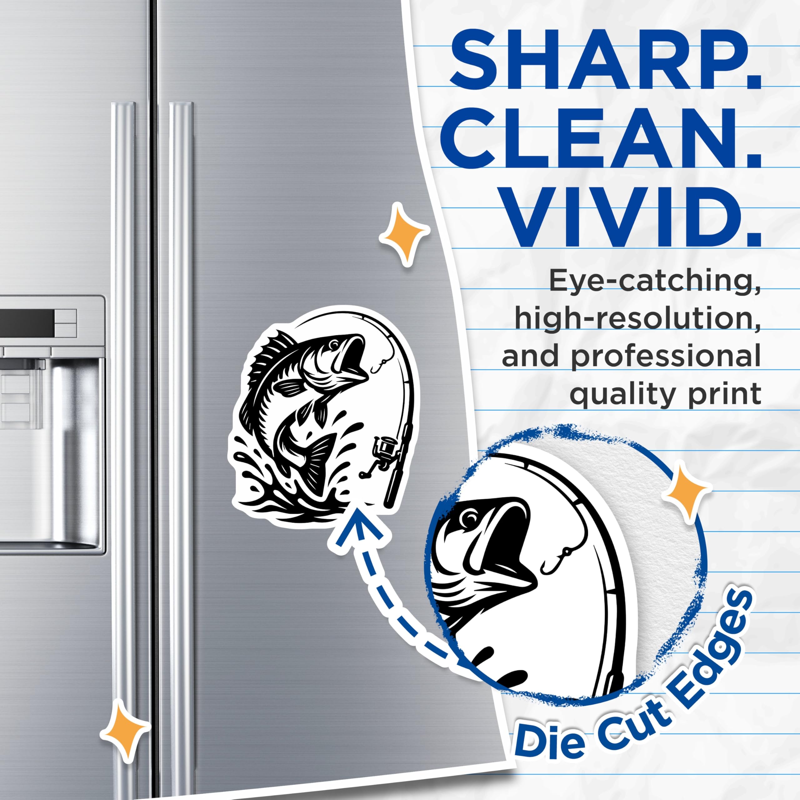 (2 Pack) Fishing Magnets - Jumping Bass Graphic - Angler Refrigerator Decor - 5" On Longest Side - Premium Magnet - for Cars, Refrigerators, Toolboxes, Lockers - Made in USA - MAG16615