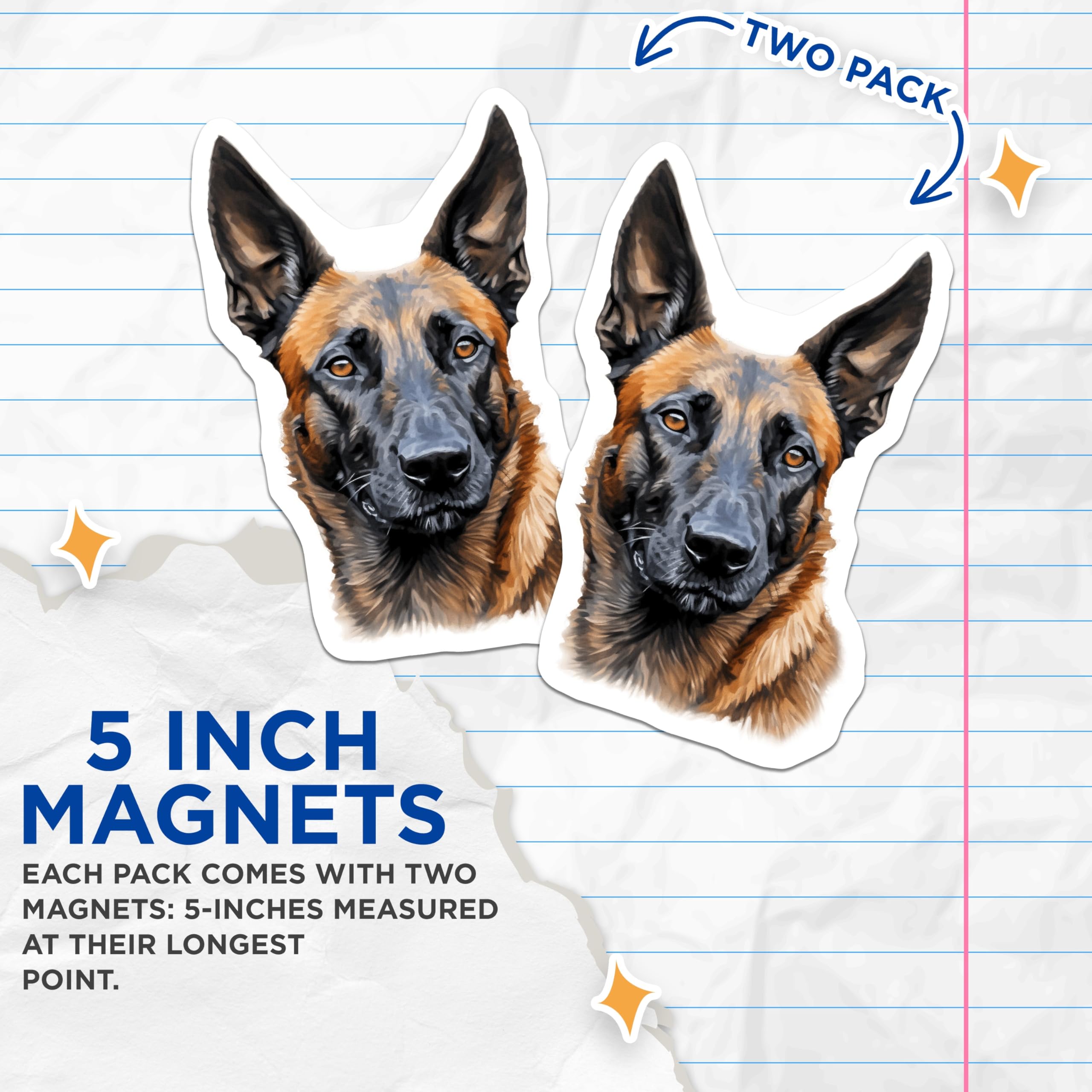 (2 Pack) German Shepherd Magnets - Dog Lover Decor - Pet Parent Present - 5 Inches On Longest Side - Thick Durable Magnet - Made in USA - MAG26350