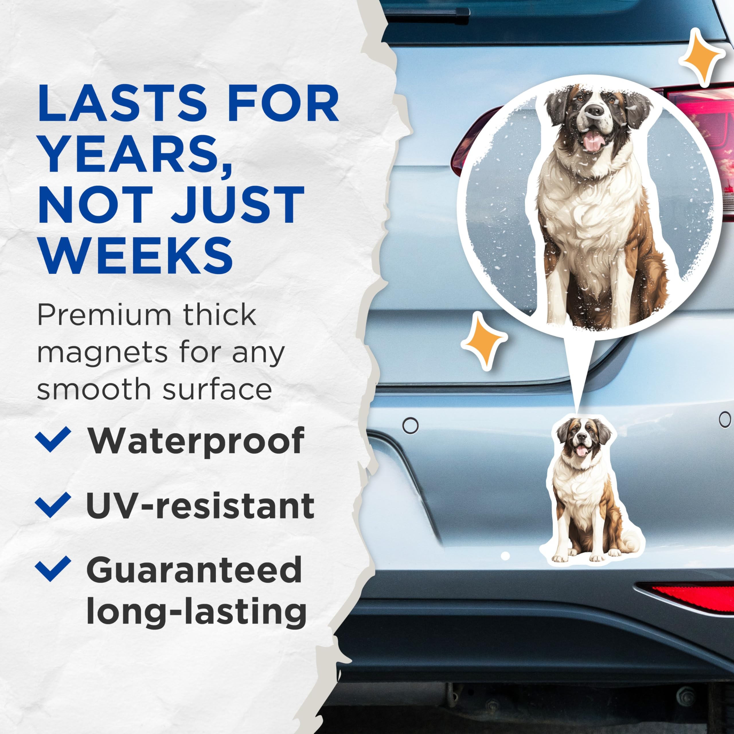 (2 Pack) Saint Bernard Magnets - Happy Dog Breed Decor - Pet Owner Item - 5 Inches On Longest Side - Thick Durable Magnet - Made in USA - MAG30658
