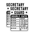 (2 Pack) Secretary Guard Stickers - Hourly Rate Chart Stickers - Funny Office Humor Stickers - 5" On Longest Side - Sticks to Smooth Flat Surfaces - Made in USA - BMCS5028
