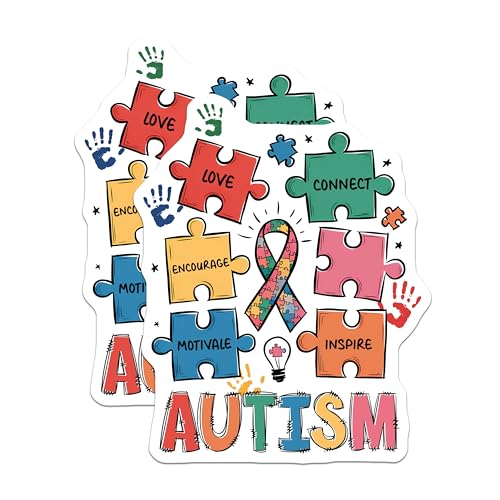 (2 Pack) Autism Awareness Magnets Magnets - Inspirational Puzzle Pieces - Motivational Support - 5" On Longest Side - Made in USA - Sticks to Refrigerators & Metal Surfaces - MAG8431