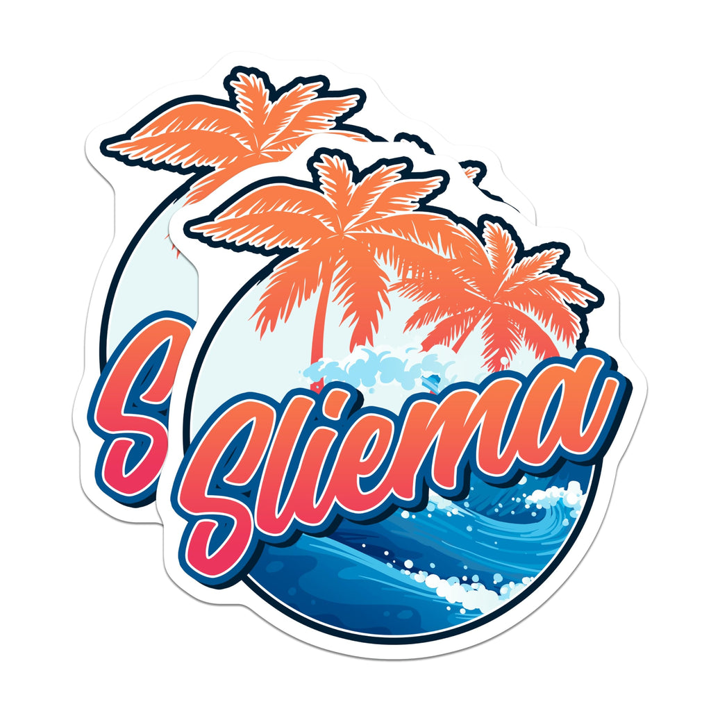 (2 Pack) Sliema Malta Magnets - Palm Trees - Tropical Island Souvenir - 5" On Longest Side - Premium Magnet - for Cars, Refrigerators, Toolboxes, Lockers - Made in USA - MAG18937