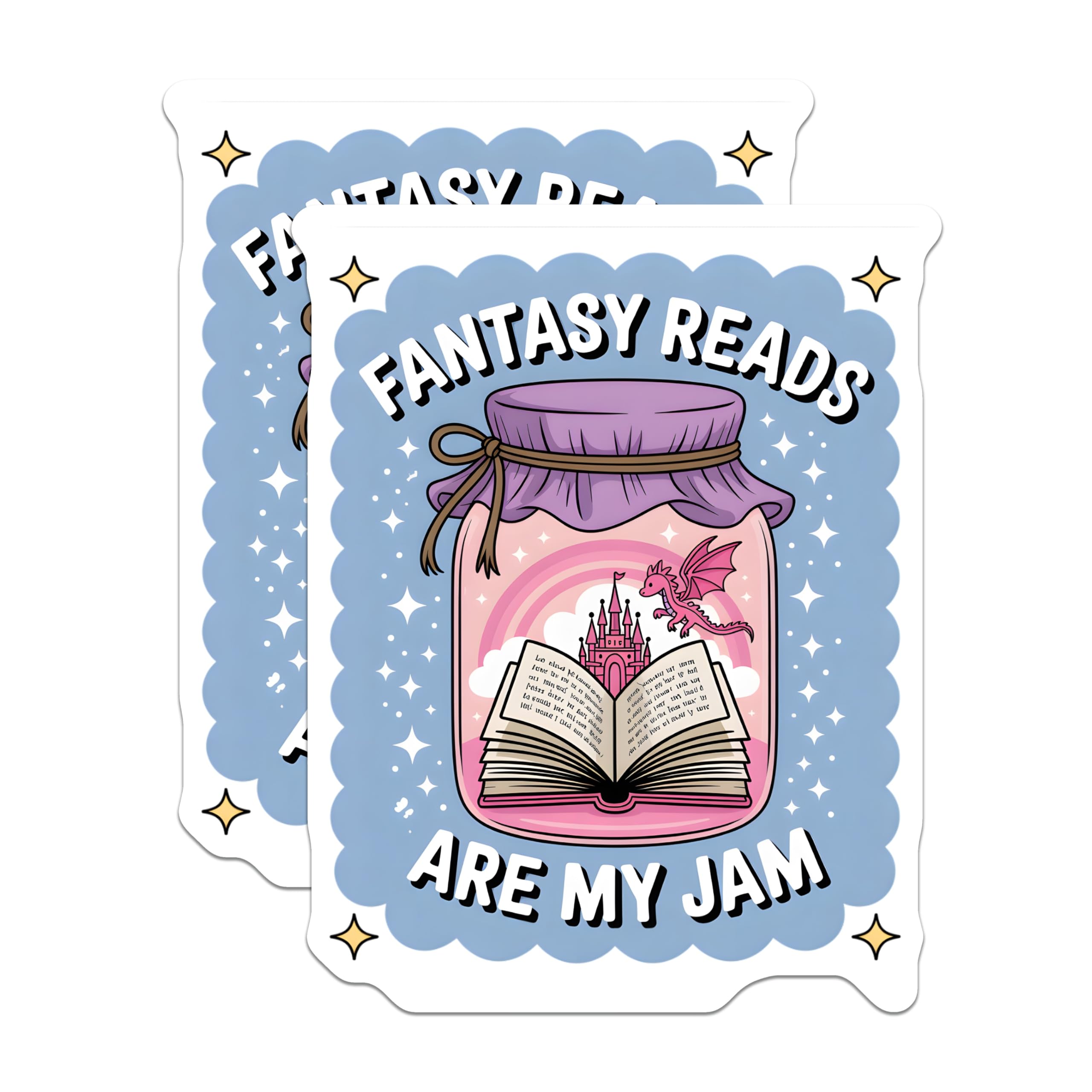 (2 Pack) Fantasy Book Magnets - Dragon Castle Reader Decor - Literary Lover Fridge Art - 5 Inches On Longest Side - Thick Durable Magnet - Made in USA - MAG20700