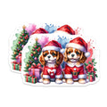 (2 Pack) Christmas Puppies Magnets - Santa Dog Decor - Holiday Refrigerator Magnets - 5 Inches On Longest Side - Thick Durable Magnet - Made in USA - MAG27072
