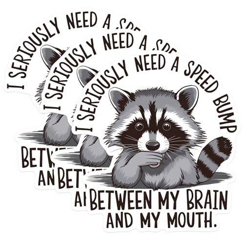 (3 Pack) Raccoon Decals - Funny Animal Decal - Sarcastic Quote Sticker - 3 Inches On Longest Side - Easy Peel & Apply - Made in USA - 3MCS1826