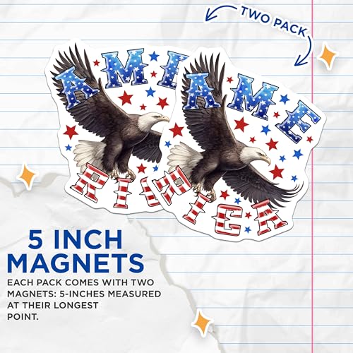 (2 Pack) American Eagle Magnets - USA Bald Eagle Kitchen Decor - 5" On Longest Side - for Cars, Fridges, Toolboxes - Made in USA - MAG7410