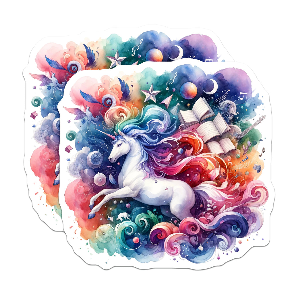 (2 Pack) Rainbow Unicorn Magnets - Fantasy Aesthetic Decor - Whimsical Fridge Locker Magnet - 5 Inches On Longest Side - Thick Durable Magnet - Made in USA - MAG36479