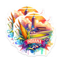 (2 Pack) Indiana State Stickers - Indianapolis 500 - Cornfield Art - Midwestern Pride - State Symbols Stickers - 5" On Longest Side - Sticks to Smooth Flat Surfaces - Made in USA - BMCS7021