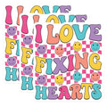 (3 Pack) I Love Fixing Hearts Decals - Retro Smiley - Heart Healer Decal - 3 Inches On Longest Side - Easy Peel & Apply - Made in USA - 3MCS7891