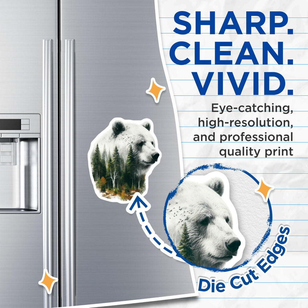 (2 Pack) White Bear Magnets - Forest Scenery - Nature Lover Home Decor - 5" On Longest Side - Premium Magnet - for Cars, Refrigerators, Toolboxes, Lockers - Made in USA - MAG16034