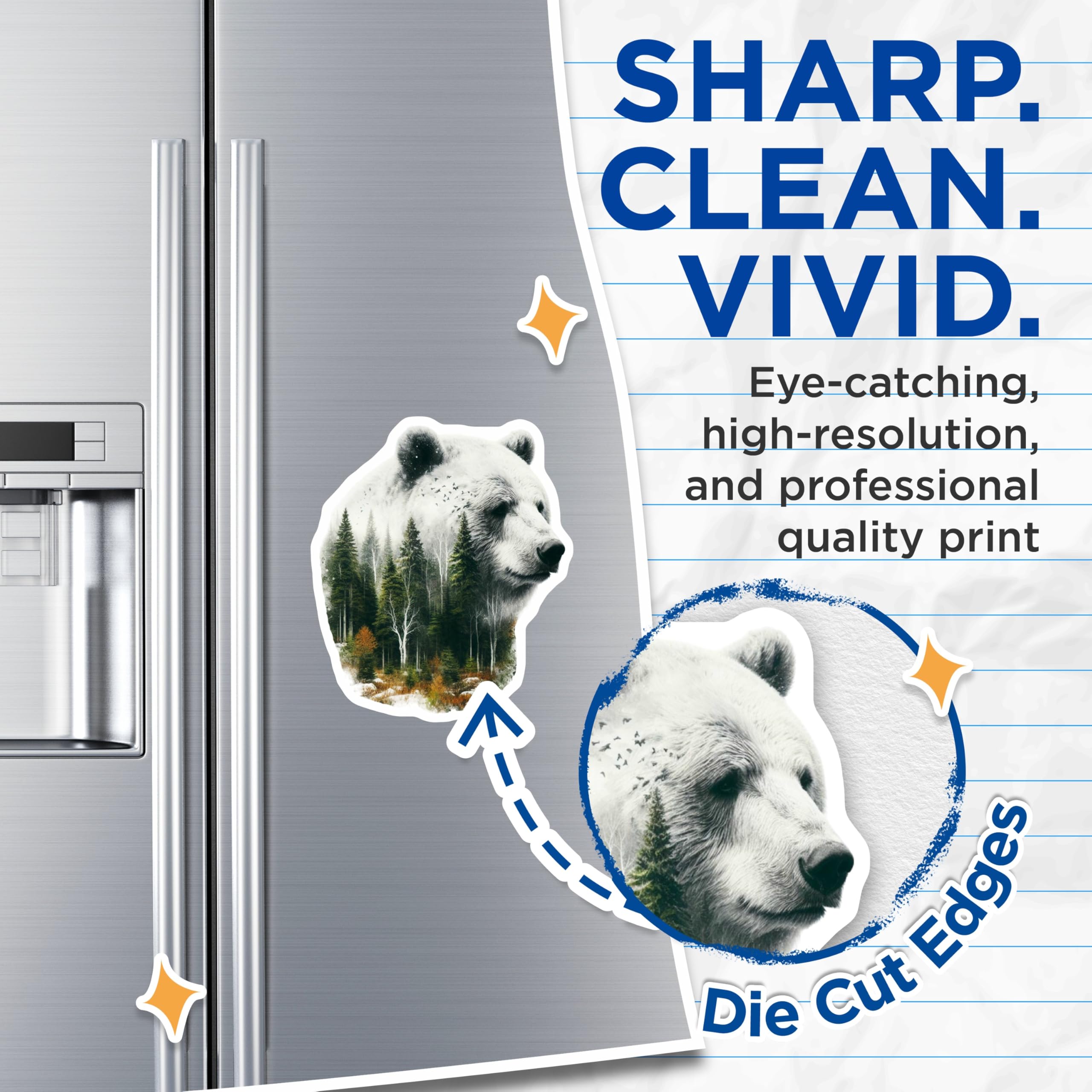 (2 Pack) White Bear Magnets - Forest Scenery - Nature Lover Home Decor - 5" On Longest Side - Premium Magnet - for Cars, Refrigerators, Toolboxes, Lockers - Made in USA - MAG16034