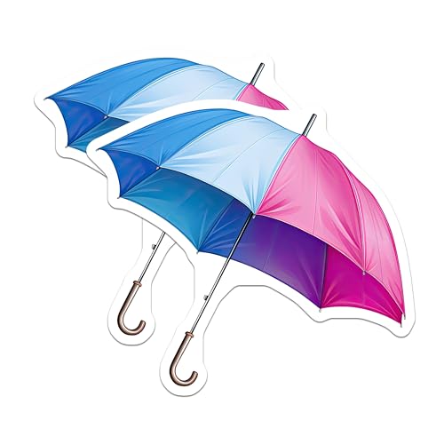 (2 Pack) Colorful Umbrella Stickers - Weather Stickers - Rainy Day Stickers - 5" On Longest Side - Sticks to Smooth Flat Surfaces - Made in USA - BMCS6456