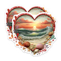 (2 Pack) Ocean Sunset Magnets - Beach Heart Decor - Summer Vibe Refrigerator Accent - Coastal Waves Fridge Art - 5 Inches On Longest Side - Thick Durable Magnet - Made in USA - MAG37851