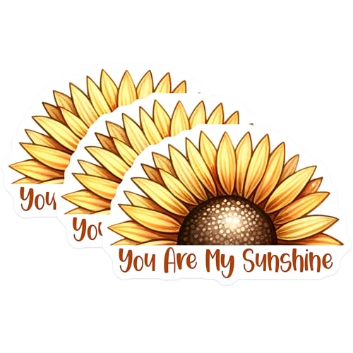 (3 Pack) You are My Sunshine Decals - Sunflower Decal - Laptop Decal - 3 Inches On Longest Side - Easy Peel & Apply - Made in USA - 3MCS6748