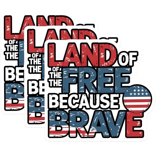 (3 Pack) Land of The Free Decals - Patriotic Decal - American Flag Decal - 3 Inches On Longest Side - Easy Peel & Apply - Made in USA - 3MCS2663