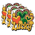(3 Pack) Lucky Decals - St Patricks Day Decor - Clover and Hearts- 3 Inches On Longest Side - Easy Peel & Apply - Made in USA - 3MCS5152