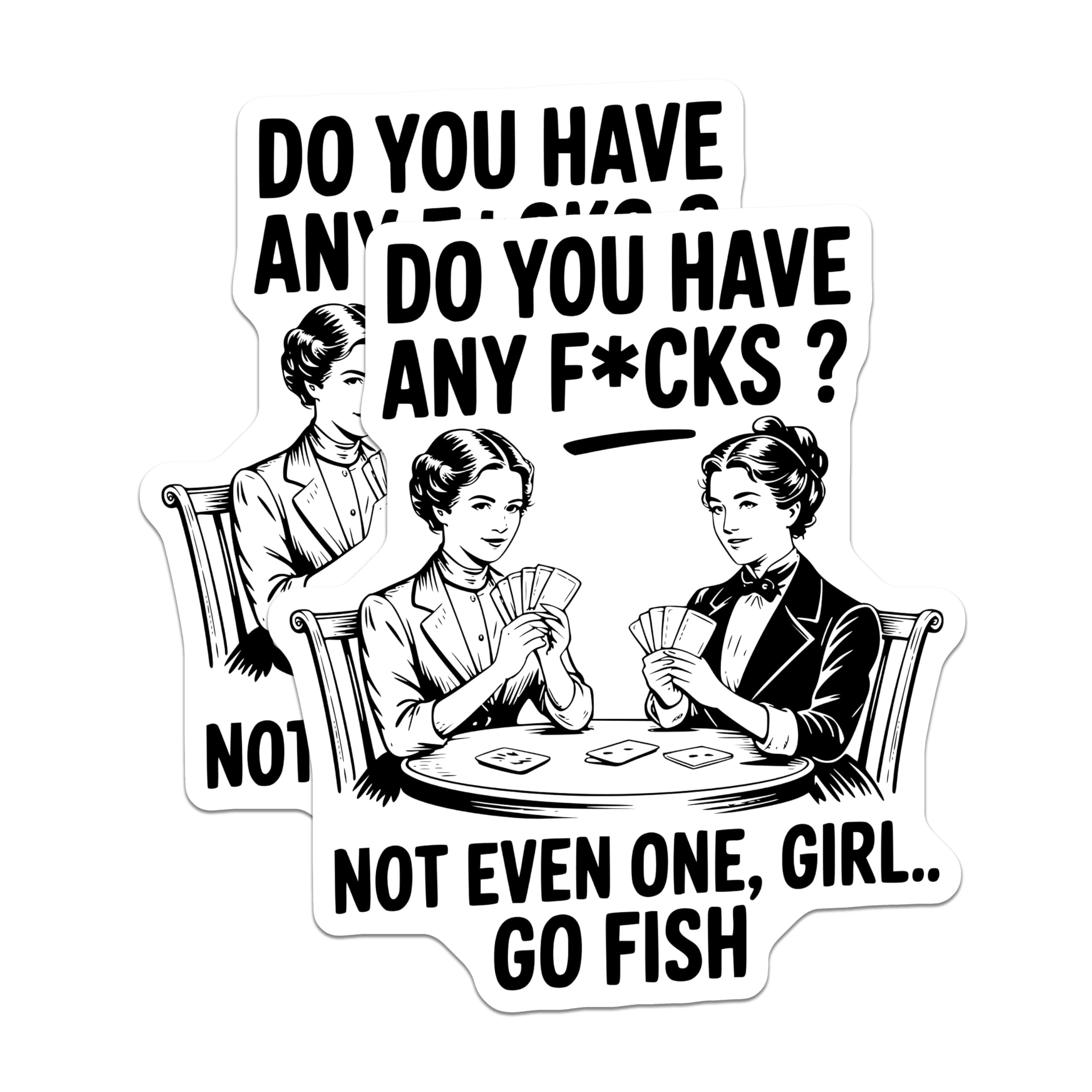 (2 Pack) Go Fish Magnets - Funny Women - Sarcastic Humor - No Fs Given - Playing Cards - 5" On Longest Side - Premium Magnet - for Cars, Refrigerators, Toolboxes, Lockers - Made in USA - MAG17055