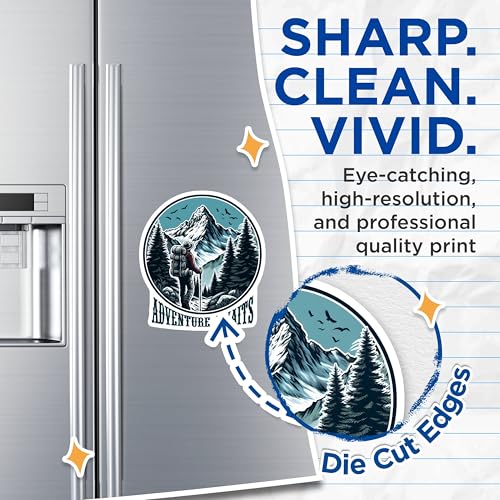 (2 Pack) Adventure Awaits Magnets - Hiking Mountain Magnets - Outdoorsy Magnets - 5" On Longest Side - for Cars, Refrigerators, Toolboxes, Lockers - Made in USA BMCS3264