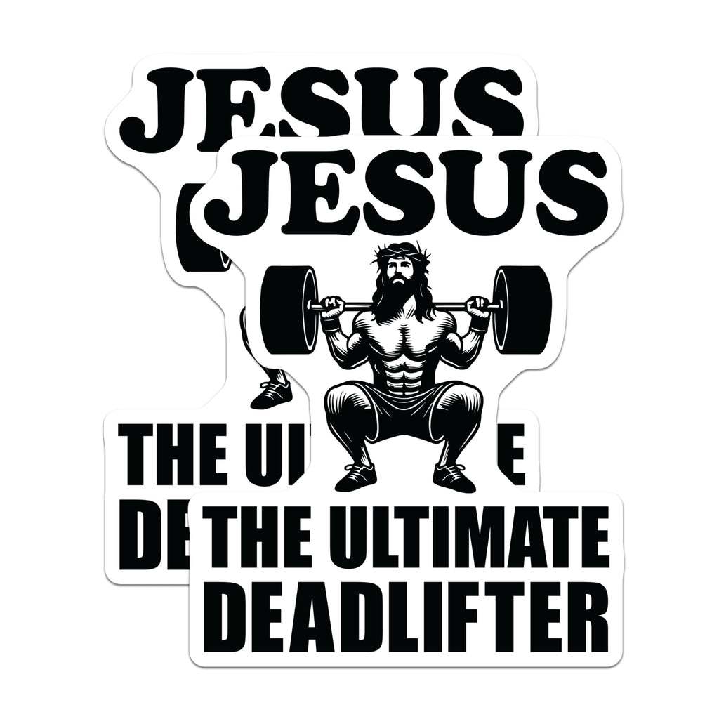 (2 Pack) Jesus The Ultimate Deadlifter Magnets - Christian Weightlifting Humor Decor - Powerlifting Faith Motivation Art - 5 Inches On Longest Side - Thick Durable Magnet - Made in USA - MAG23408
