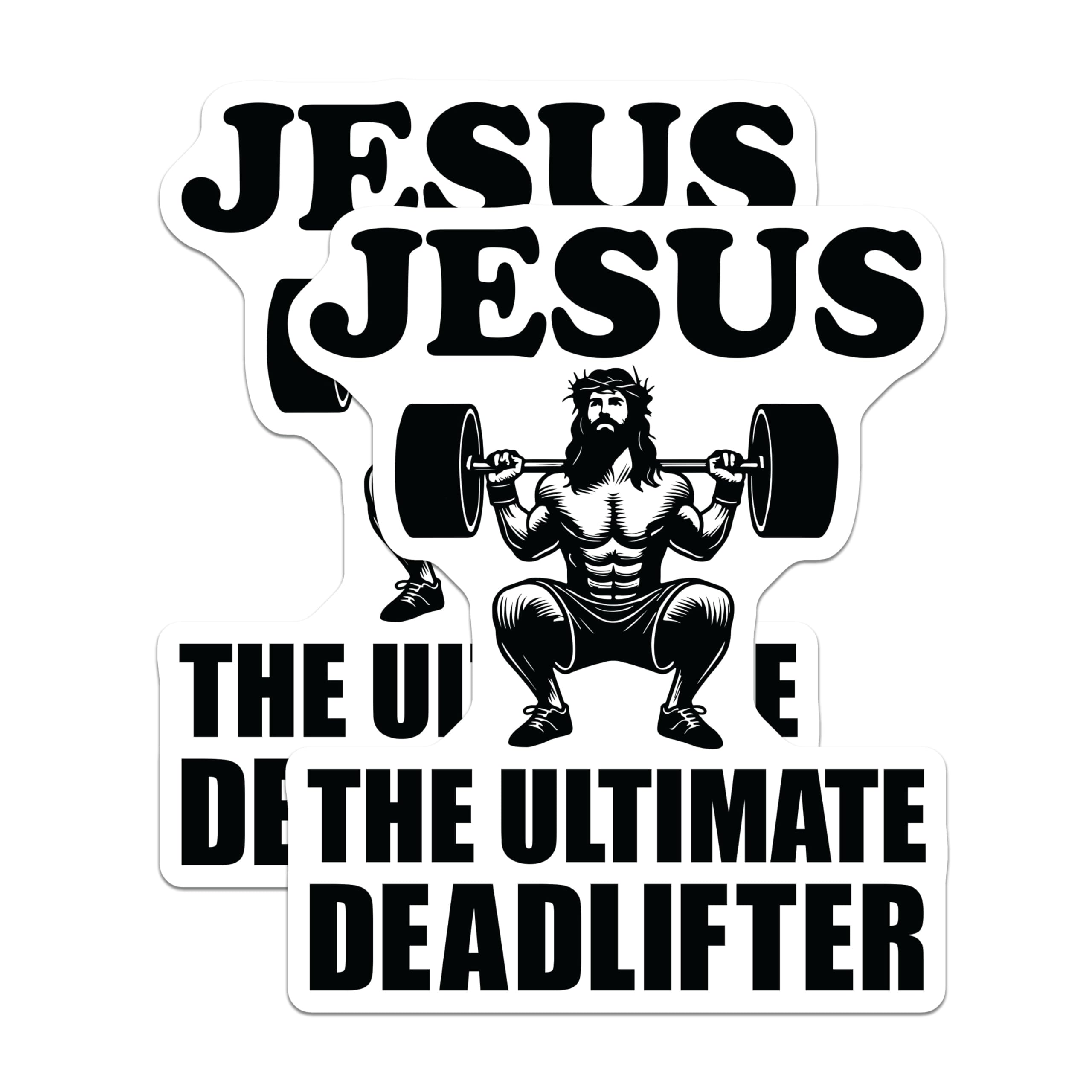 (2 Pack) Jesus The Ultimate Deadlifter Magnets - Christian Weightlifting Humor Decor - Powerlifting Faith Motivation Art - 5 Inches On Longest Side - Thick Durable Magnet - Made in USA - MAG23408