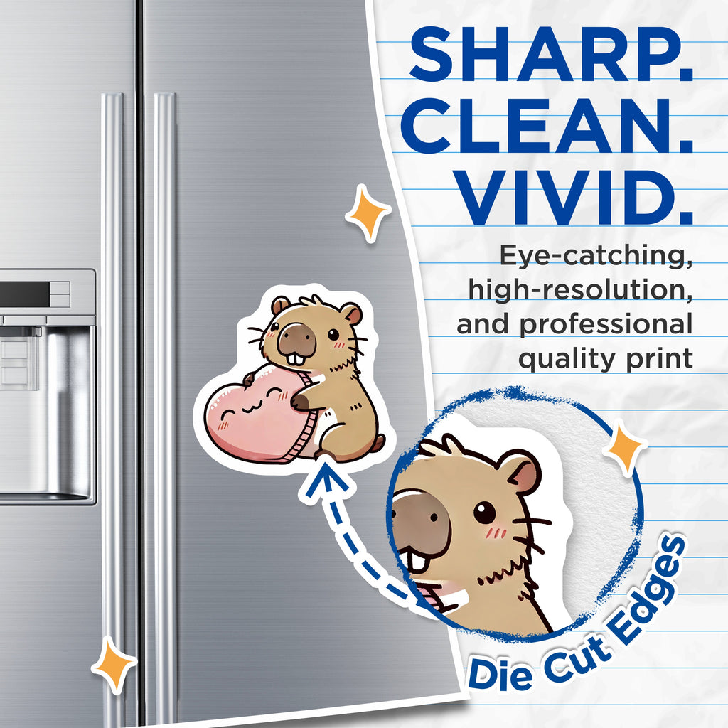 (2 Pack) Cute Capybara Holding Heart Magnets - Kawaii Animal Love Decor - Valentines Day Refrigerator Accent Locker Art - 5 Inches On Longest Side - Thick Durable Magnet - Made in USA - MAG37067
