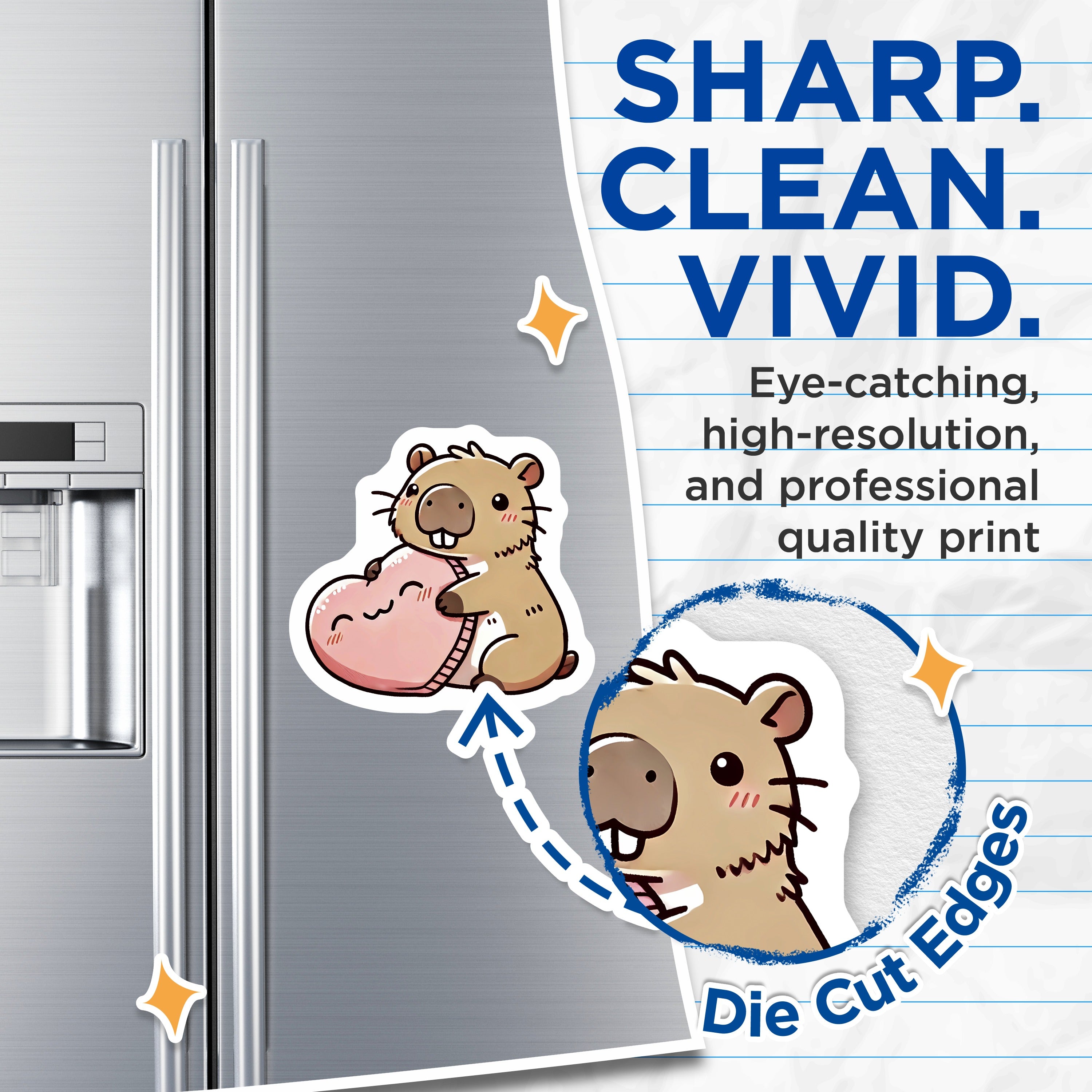 (2 Pack) Cute Capybara Holding Heart Magnets - Kawaii Animal Love Decor - Valentines Day Refrigerator Accent Locker Art - 5 Inches On Longest Side - Thick Durable Magnet - Made in USA - MAG37067